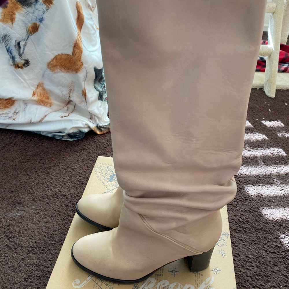 EUC Free People Tennison Tall Boot; Beige; Sz 6